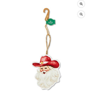 NEW Holiday Time Cowboy Santa Christmas Ornament One Size Red White